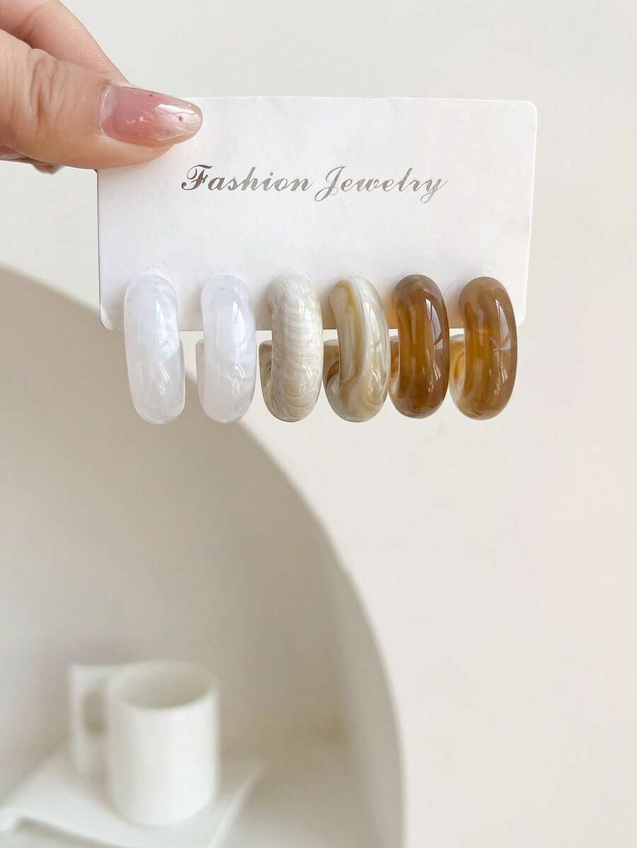 3 Pairs Vintage Y2K Geometric Acrylic Exaggerated Fashion Earrings Set, Suitable For Women, Mother's Day, Valentine's Day, Christmas, New Year, Daily Wear