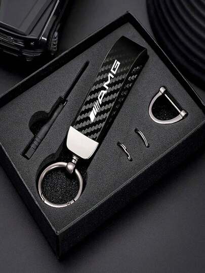 Zinc Alloy Carbon Fiber Key Chain Keyring Accessories Fit For Mercedes-Benz AMG GLC W203 W206 W205 W211 W212 W201 W210 W168 W220