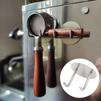 1 Piece Stainless Steel Coffee Maker Handle Holder - Modern Wall Mounted Espresso Machine Storage Rack, Kitchen Organization Hooks