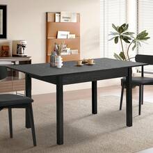 SUN YEE 160cm Extendable Dining Table Wooden Rectangular Kitchen Table Black - Black - View 1