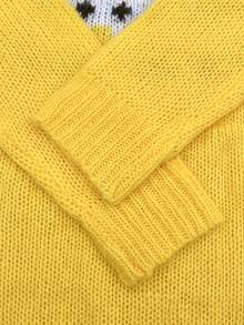 Women's Fashion Loose Casual Comfortable Retro Pattern Contrast Color Pullover Sweater - Multicolor - View 11