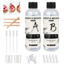 20ml/50ml/100ml/250ml/500ml/1000ml Resina epoxi transparente AB, apta para manualidades DIY, joyería, sellado, vaciado de barras, arte, joyería, relación 1:1, curado rápido sin burbujas, alta dureza, curado de 12-24 horas, incluye guantes y herramientas, excelente para regalos de graduación