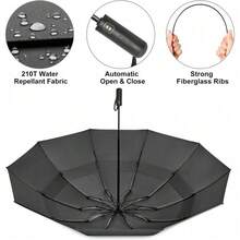 42/46/54/62 Inch Large Golf Umbrella Compact Reverse Travel Umbrella 10 Ribs Windproof For Rain Double Canopy Automatic Open Close - Black - View 8