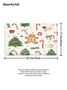 1/3/4pcs Wite Gingerbread For Man Christmas Tree Crutch Candy Shower Curtain Bathroom Set, Waterproof And Wear-Resistant Accessories,With 12 Hooks - Includes Toilet Seat Cover, Bath Mats, And Rugs - Non-Slip Polyester Fabric - Washable - Perfect For Holiday Decor,Home/Bedroom/House/Western Decor, - Multicolor - View 10