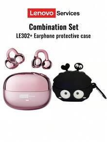 Lenovo LE302 Bluetooth Earphones With Protective Case, Earhook Style Open-Ear Surround Sound, High-Fidelity Audio, Low Latency, Music & Gaming, Directional Transmission, ENC Noise Cancellation, Clear Calls, Wireless Earbuds