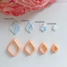 4Pcs/Set 4Sizes 0.5in/0.75in/1in/1.25in Rounded Square/Circle/Bria/Half Circle Organic Shape Polymer Clay Cutters Clay Supplies For DIY Earring Makings - Apricot - View 7