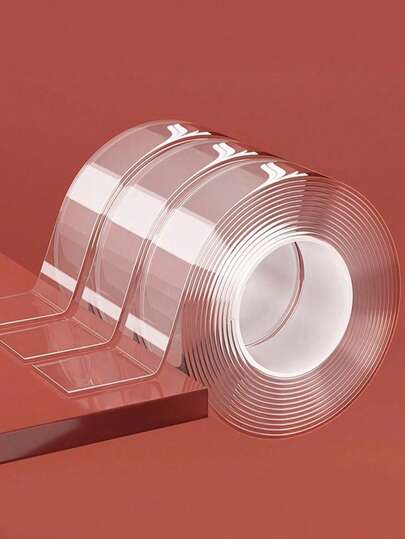 1 adet Süper Güçlü Çift Taraflı Bant, Yüksek Yapışkanlı Çift Taraflı Bant, Kalıntı Bırakmaz, Şeffaf Akrilik Su Geçirmez Bant, Mutfak, Banyo, Ev, Düğün Dekorasyonu ve Araba Etiketleri İçin Uygun, Yeniden Kullanılabilir Su Geçirmez Şeffaf Çift Taraflı Bant