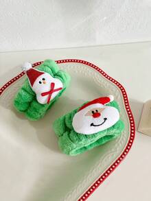 3 piezas de diadema y muñequera para lavabo de Navidad. Diseños de árbol de Navidad, reno de Navidad, Papá Noel y muñeco de nieve. Diadema y muñequera para limpieza del lavabo. Conjunto de diadema y muñequera para el cuidado de la piel, adecuado para el lavado de la cara, maquillaje y spa. Diseño de Papá Noel, accesorio de pelo de Navidad como regalo para mujeres.