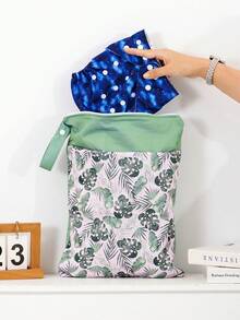 1 Túi Khô Ướt, Có Khóa Kéo Tái Sử Dụng, Túi Đắp Tã Vải Cho Bé, Thích Hợp Du Lịch, Đi Biển, Hồ Bơi, Nhà Trẻ, Đựng Đồ Bẩn, Túi Tập Yoga, Túi Đắp Đồ Bơi. - EF707 Monstera - Xem 2