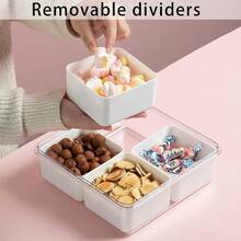 MineSign 2Pack Divided Snackle Box With Lids Stackable Food Serving Tray For FruitandVeggie Plastic Fridge Storage Container For Pantry Freezer Clear Snack Box For Meal Prep Candy Nuts Spice - 1 包 - 查看 4