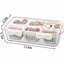 MineSign 2Pack Divided Snackle Box With Lids Stackable Food Serving Tray For FruitandVeggie Plastic Fridge Storage Container For Pantry Freezer Clear Snack Box For Meal Prep Candy Nuts Spice - 2 件裝,含 12 個隔層 - 查看 3