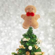 Gingerbread Man Tree Topper Decorative Cute Red Bow Tree Decoration For Home And Holiday Christmas Decorations Home Christmas Gifts Christmas Decor - Multicolor - View 1