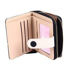 Cartera compacta para mujer con compartimento para monedas con cremallera - Negro - Ver 2
