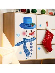 1pc Toilet Sticker Christmas Snowman Decorative Sticker PVC Sticker Removable Self-Adhesive Easy-To-Tear Sticker Home Decoration Make Your Life A New Look Holiday Decoration Sticker Birthday Graduation Gift - Multicolor - View 5