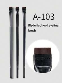 Set di 3 pennelli trucco con forma unica a lama per sopracciglia, eyeliner liquido e pennello per sopracciglia obliquo, adatto per principianti