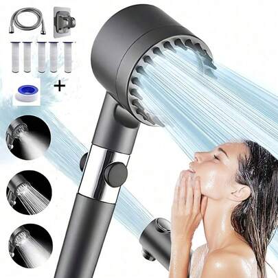 High-Pressure Handheld Shower Head With 5 Filters, 3 Adjustment Settings, Christmas Bathroom Decoration, Wall-Mounted Non-Electric Body Spray, Universal Shower Accessories For A Luxurious Bathing Experience