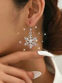 1 Pair Fashionable Rhinestone Christmas Tree Pendant Earrings, Versatile For Women Party, Christmas, Casual Wear - Gold - View 6