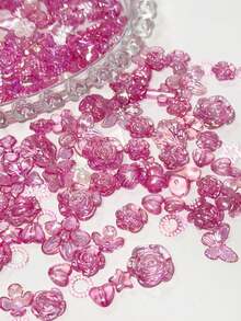 80pcs Small Glitter Starry Faux Pearl Rose Decor Mixed Colors Valentines