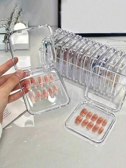 Acrylic Transparent Nail Art Display Box, Dust-Proof Packaging For Nail Art Samples, Jewelry & Small Card Storage Box