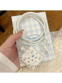 可爱猫咪鱼/花卉图案 18/20W 保护套，兼容苹果 15W 充电线，也适用于 14/15/16 充电器，防弯折，精美礼品 - 無色 - 查看 9