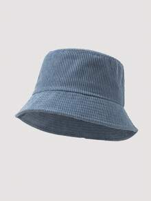 1pc Men's Fashion Corduroy Solid Color Bucket Hat, Suitable For Autumn/Winter Daily Outfits - A - View 5