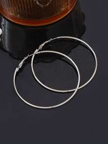 1 Pair Fashion White K-Plated Thick Hoop Earrings For Women