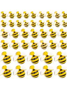 微型工艺蜜蜂，10 件/30 件/50 件小塑料树脂大黄蜂装饰，用于装饰和蜜蜂主题生日派对桌面装饰