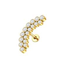 1 đôi khuyên tai đính đá Cubic Zirconia hai hàng bằng titan, ren trong, thích hợp cho xỏ sụn tai, dái tai và vành tai. - TC072 - Xem 17