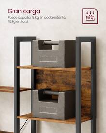Librería, Estantería de Almacenamiento, con 14 Estantes, Marco de Metal, para Sala de Estar, Estudio, Oficina, Estilo Industrial, 24 x 128 x 166 cm, Marrón Rústico y Negro Tinta - Marrón y negro - Ver 4