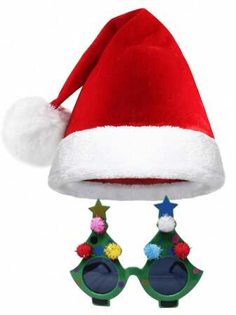 Christmas Hat With Glasses Stage Accessories