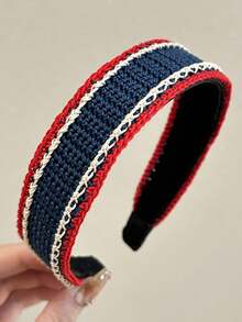 1pc Retro Contrast Color Knitted Headband, Casual Versatile Woolen Fabric High-End Autumn/Winter Hair Accessory ,Hair Band