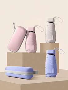 1pc Compact Folding Umbrella, Capsule Sunshade Umbrella, Mini Pocket Waterproof Portable Travel Umbrella (With Umbrella Case), Women's 2-In-1 Sunscreen Rainproof Umbrella, Mini Travel Umbrella, Women's Umbrella, Lightweight Portable Sunscreen Rainproof Umbrella, UV Protection, Windproof, 99% UV Protection, Unisex, Sturdy Structure, Sunscreen Rainproof, Essential Travel Rainproof Windproof Umbrella - Multicolor - View 3