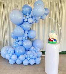 Juego de Globos para Decoraciones de Fiesta,60 globos rojos, negros y dorados para Propuesta, Boda, Cumpleaños, Aniversario etc., set de globos ideal para decoraciones de navidad y Christmas, fiestas de Año Nuevo, eventos románticos, mesas de dulces, fondos para fotos y ambientación elegante del hogar - Azul Claro - 95 piezas - Ver 5