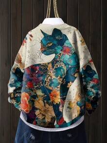 Maglione lungo leggero da donna con collo a C Ca, stile casual, adatto per l'autunno