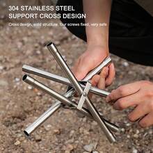 L/M 便携式折叠烧烤炉户外不锈钢网架壁炉烧烤炉灶不粘露营野餐折叠烧烤架户外篝火折叠迷你烧烤炉烹饪工具柴火加热器 - 銀色 - 查看 11