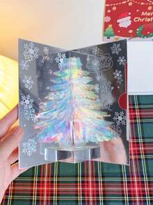 Eine handgefertigte 3D Pop-Up Weihnachtsbaum Grußkarte mit Nachricht - Eine Feiertags-Segenswunschkarte, geeignet für jedermann, Heimdekoration, Weihnachtsdekorationen, Raumdekoration, Winter