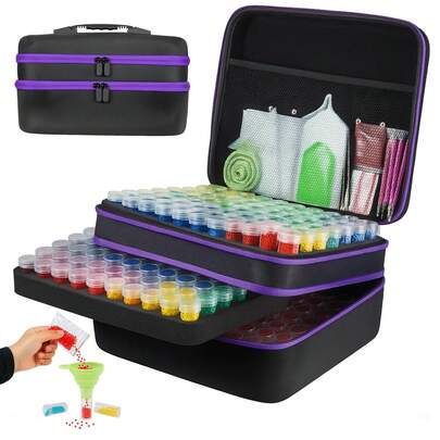 Complete Diamond Art Storage System – 240 Bottles & 282pcs Accessories – Organizer Case With Pens, Trays & Labels