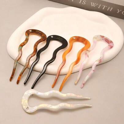 دبوس شعر أنيق عتيق على شكل حرف U: مصنوع من مادة الأسيتات، مناسب للأعمار 14+ سنة، مثالي لعيد الحب، مشط، مشط شعر، مشط جانبي