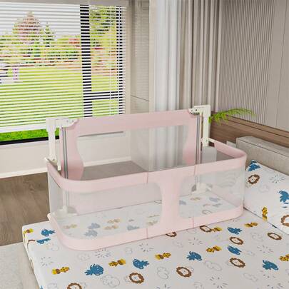 Klappbare Bettgitter, multifunktionale Bettgitter, höhenverstellbar, durchsichtiges Netzdesign, mit Moskitonetz, Bettgitter, um zu verhindern, dass Kleinkinder herausfallen