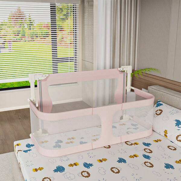 Barandilla de cama plegable, barandilla de cama multifuncional para bebés, diseño de red en perspectiva, con mosquitera, barandilla de cama para proteger contra caídas de niños pequeños 120cm