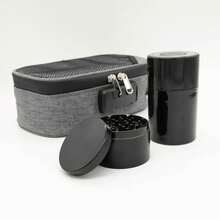 3-Piece Storage Bag Set With 4-Layer Metal Grinder, Airtight Jar & Odor-Proof Bags – Ideal For Home & Outdoor Organization