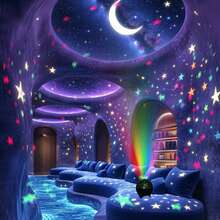 1pc Dreamlike Lighting, New Galaxy Lamp, Atomic Bomb Base Projection Light, USB Powered Star & Moon Projection Lamp - Multifunctional Decorative Night Light, Suitable For Living Room, Bedroom, Kitchen, Bar - Gift For Holidays, Table Lamp, Ambient Light, Dining Room, All Room Types - Multicolor - View 4