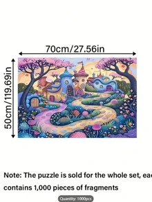 1000 Piece Chinese Traditional Architecture Puzzle - Large Size 50.04x70.1 Cm, High Quality Thick And Durable Paper Pieces, Intermediate Skill Level, Portable Rectangular Art Decor, Frameless, Ideal For DIY Enthusiasts, Great Gift For Birthday, Christmas, Halloween, Thanksgiving