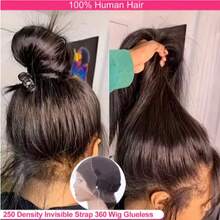 30 Inch Long 360 Lace Front Wigs Human Hair Straight 360 Frontal Human Hair Wigs For Women 250% Density 12A 360 Full Lace Human Hair Wigs With Baby Hair Natural Color Straight Lace Front Wigs Human Hair - Natural Black - Xem 3