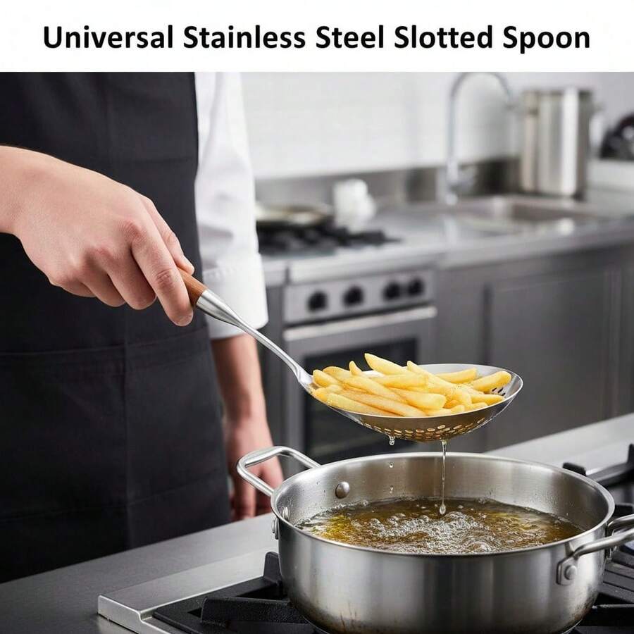 1Pc 201 Stainless Steel Spider Strainer Skimmer - Extra Long Heat Resistant Handle For Noodles, Frying, Pasta & Drain Oil