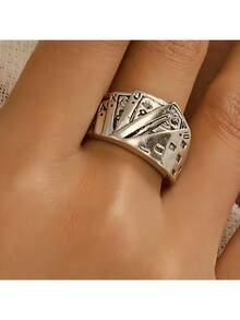 2025 New Thai Silver Poker Ring​ Making A Brilliant Debut In 2025, This Thai Silver Poker Ring Blends The Dual Charms Of Mystery And Fashion, Standing Out As An Unmissable Stylish Choice Of The Year. Drawing Inspiration From The Classic "Royal Flush Diamond" Pattern In Poker