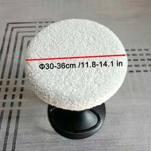 1pc Solid Color Thickened Teddy Plush Round Stool/Chair Cover, For Bar, Beauty Salon, Swivel Lift Chair - Multicolor - View 15