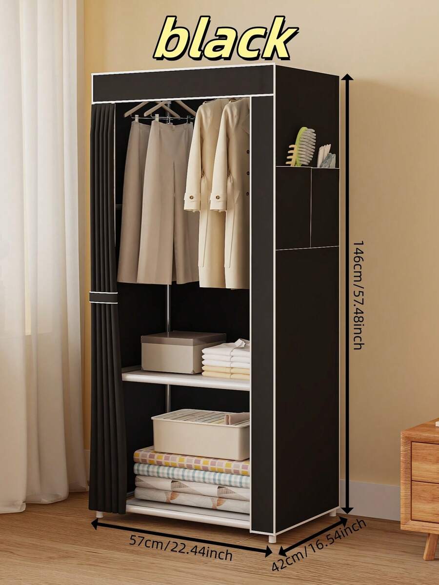 1pc Simple Wardrobe Closet, Bedroom Storage Cabinet, Large Capacity, Sturdy And Durable Hanging Clothes Closet