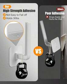 Hat Rack Hat Storage (4-Pack), Multi-Purpose Hat Organizer, Strong Adhesive Hat Hooks Wall Organizer Baseball Caps, Two Mounting Options Hook, White - White - View 3