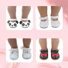 1 双 18 英寸重生婴儿娃娃鞋或袜子，可选雪地靴、皮靴、玛丽珍鞋、蝴蝶结鞋、漆皮鞋、凉鞋、心形鞋、帆布鞋、眉毛鞋、花鞋、尖头鞋、兔子鞋、布鞋、熊猫鞋、条纹袜 - 时尚可爱的娃娃鞋/袜子、儿童玩具娃娃配饰、万圣节、圣诞节礼物、圣诞袜填充物、节日派对、家居装饰、收藏品 - 娃娃鞋襪子 - 查看 7